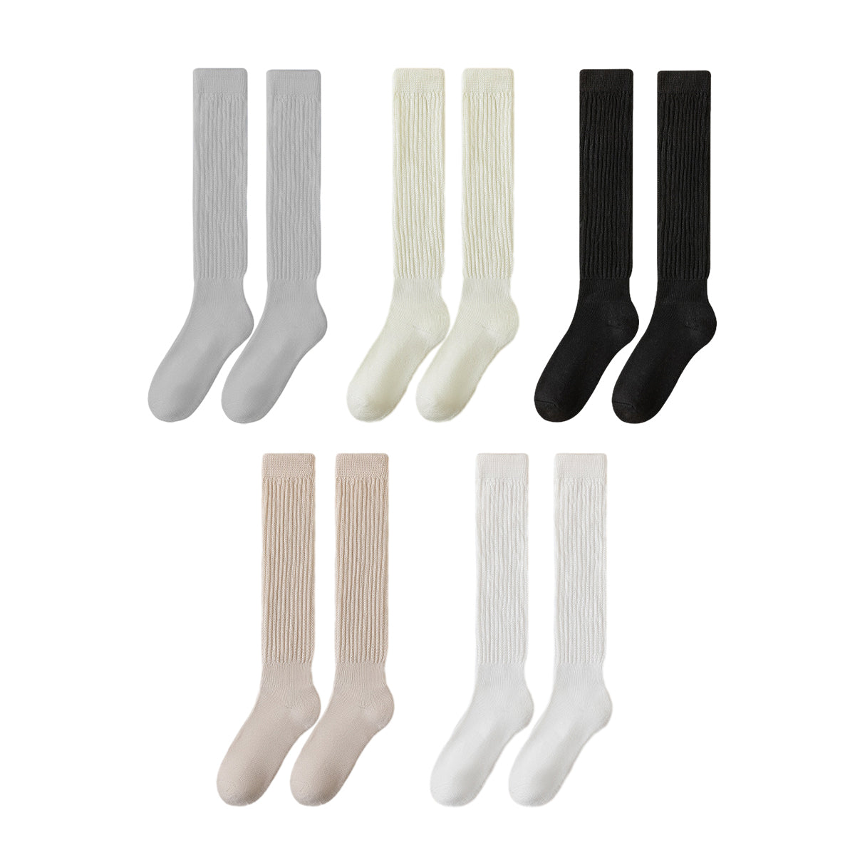 3Pairs Warm Calf Socks Stack Stockings Winter Fall Over Knee High Thick Socks Set - White