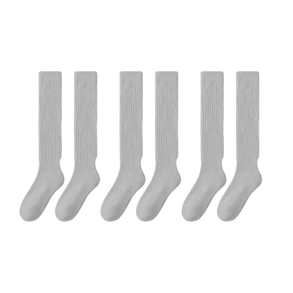 3Pairs Warm Calf Socks Stack Stockings Winter Fall Over Knee High Thick Socks Set - White