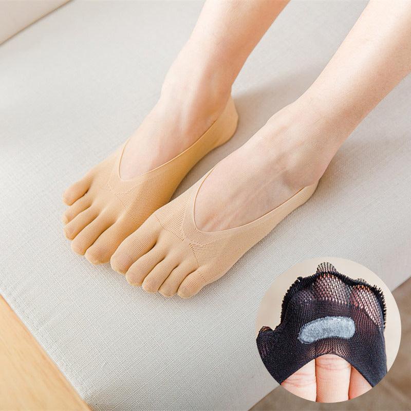 Five Finger Toe Socks Women Invisible Ankle Cut No Show Liner Low Cut Packs - Skin 3 Pairs