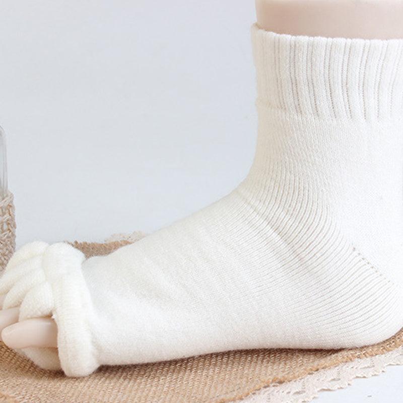 1 Pair Yoga Massage Socks Toe Separator Foot Alignment & Pain Relief - White