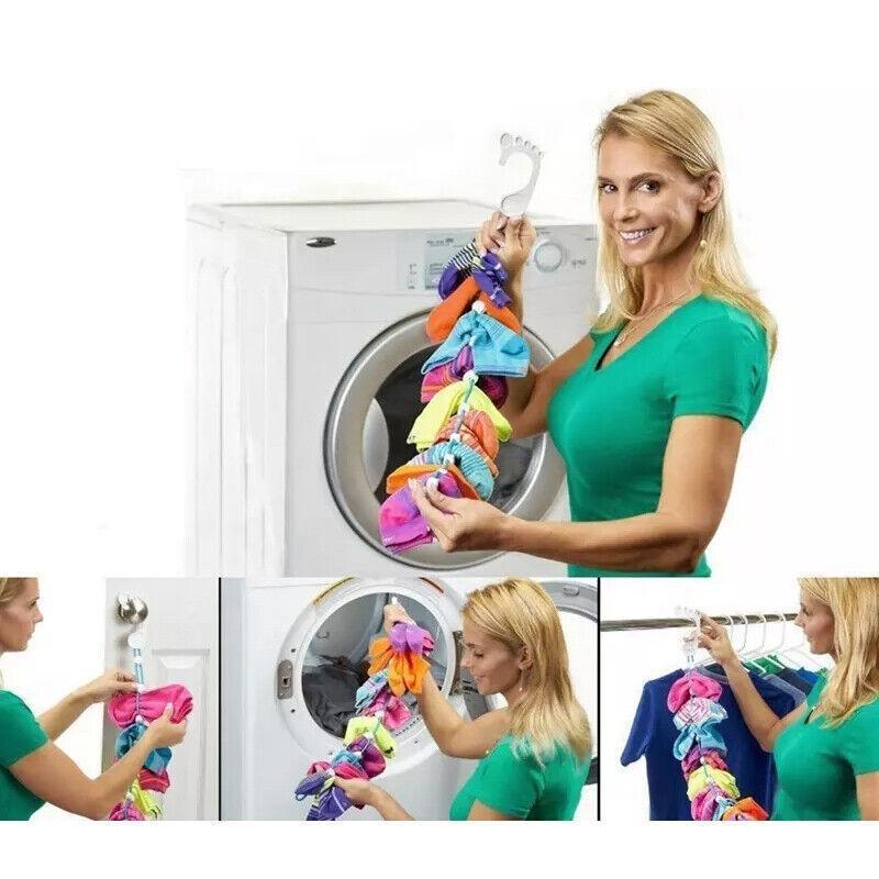 Locks Sock Tidy Clips Rope Storage Hangers Closet Organizer Laundry Helper - Yellow