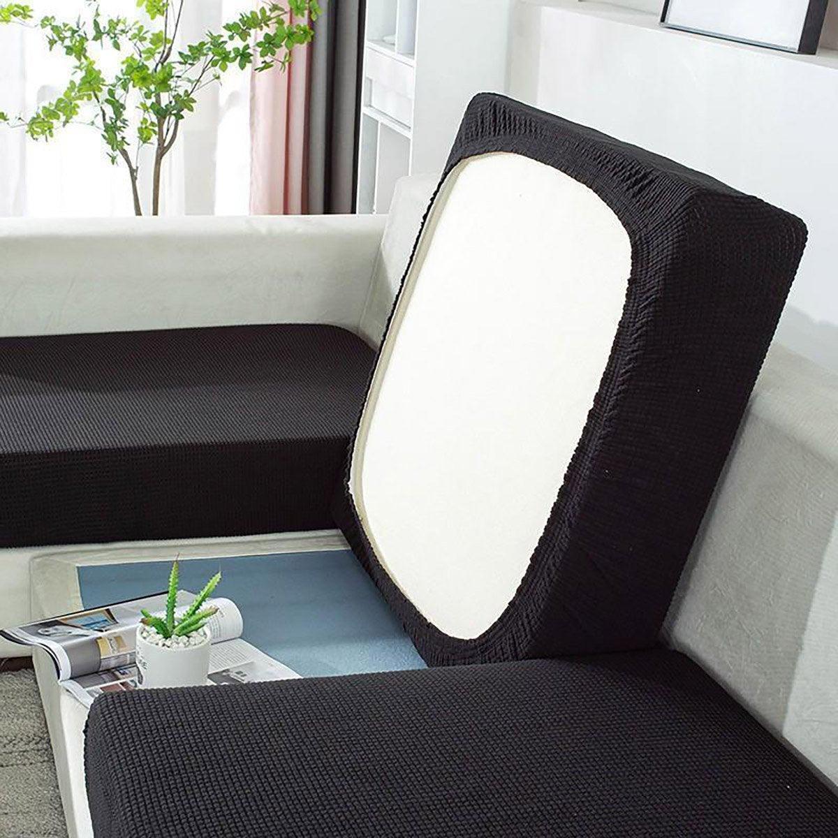 Stretch Sofa Slipcover 4 Seasons Universal Couch Protector Elastic Fabric Cover - Double-Black
