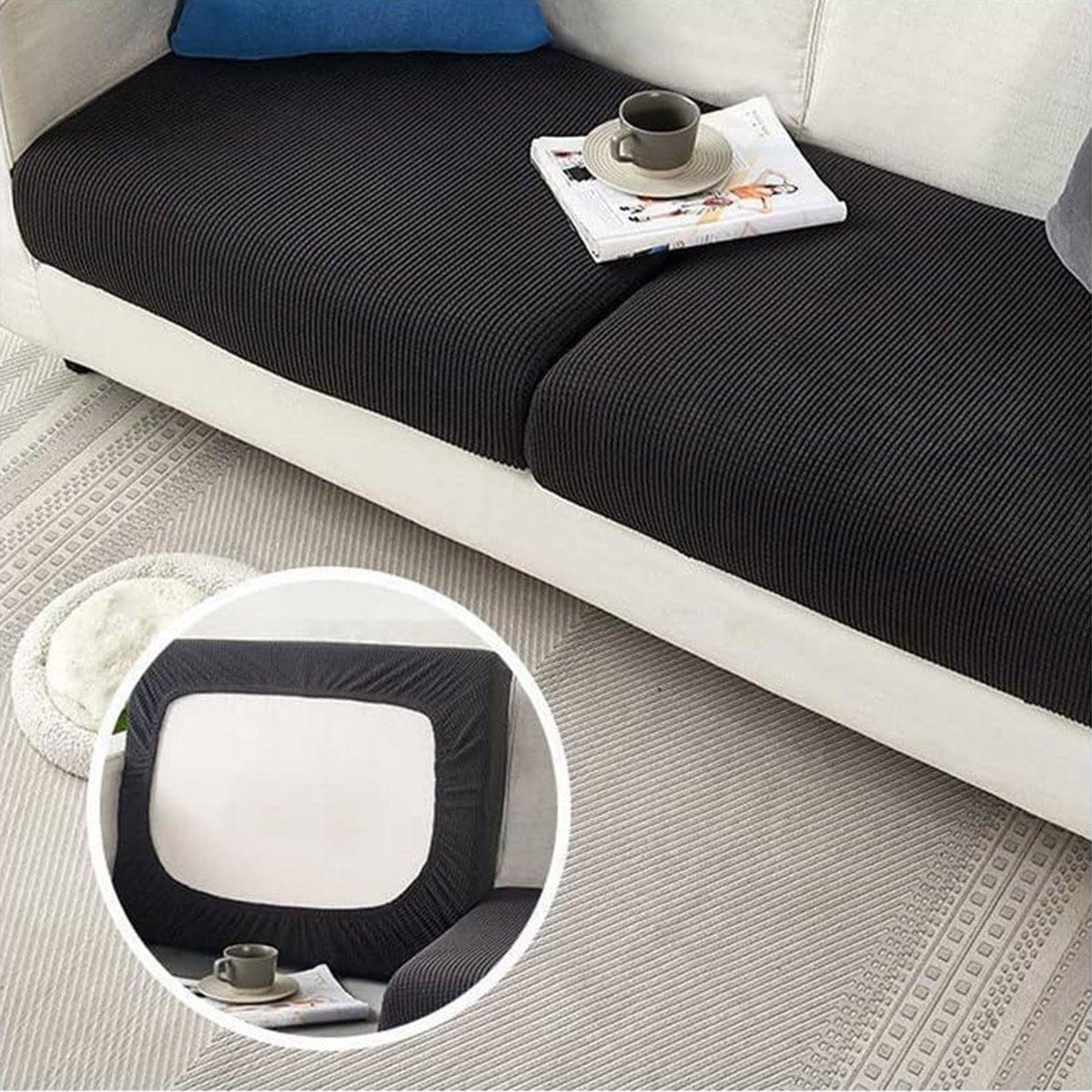 Stretch Sofa Slipcover 4 Seasons Universal Couch Protector Elastic Fabric Cover - Single-Black