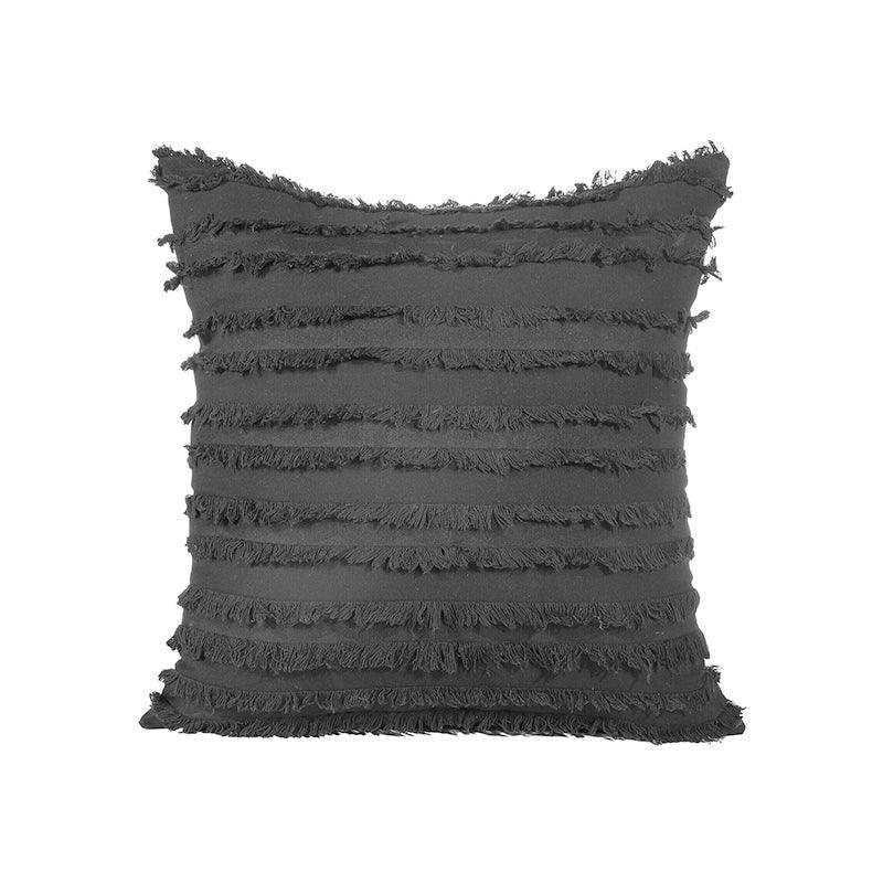 Boho Tassel Fringe Striped Cushion Cover Soft Home Decor Sofa Throw Pillow Case - Khaki