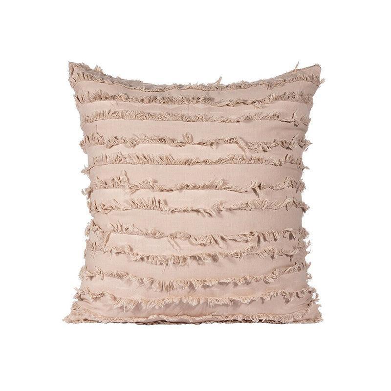 Boho Tassel Fringe Striped Cushion Cover Soft Home Decor Sofa Throw Pillow Case - Khaki