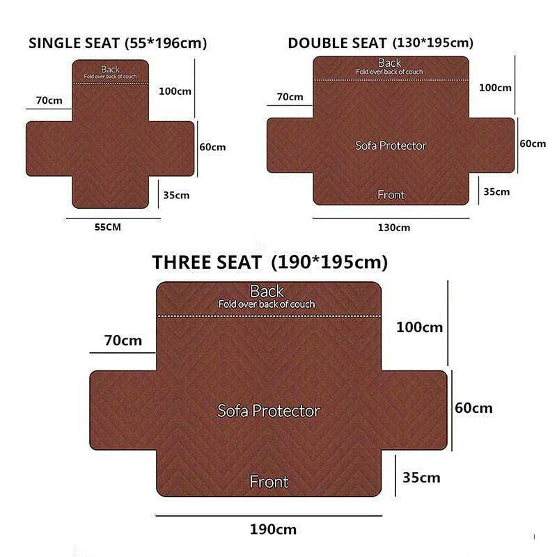 130X195cm Seater Pet Sofa Protector Cover Quilted Couch Covers Lounge Slipcover - Black
