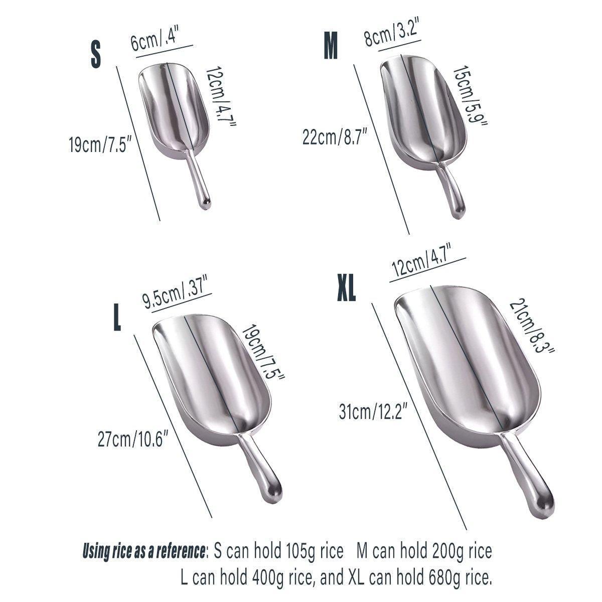 4 Sizes Aluminum Alloy Ice Shovel Flour Rice Scoop Multipurpose Kitchen Tool - M