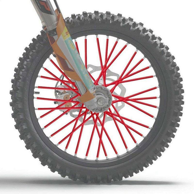 72PCS Wheel Spoke Wrap Sleeves Mountain Bike Bicycle Mtb Wraps Skins Covers - Red