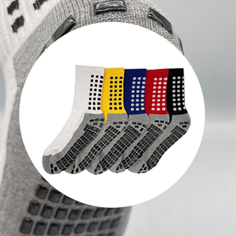 Anti-Slip Sports Socks with PVC Grip Dots for Soccer Basketball and Training Use - Blue