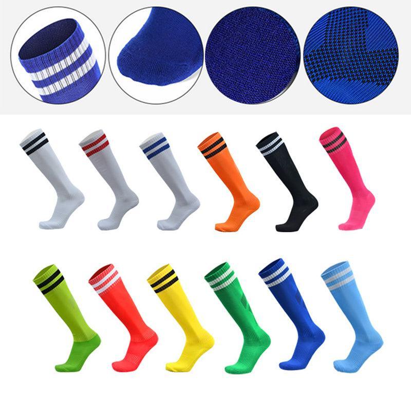 Mens Womens Sports Breathable Tube Long High Socks Knee Warm Casual Footy Soccer - Dark Blue