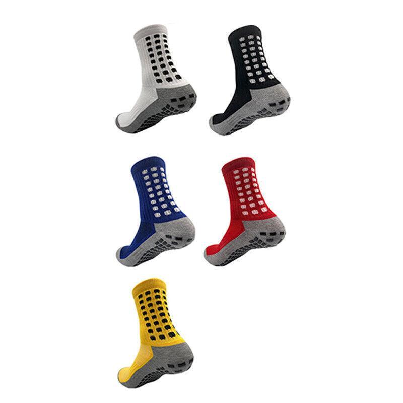 Anti-Slip Sports Socks with PVC Grip Dots for Soccer Basketball and Training Use - Red