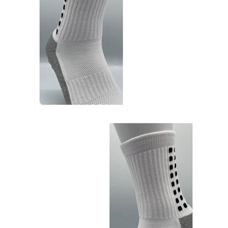 Anti-Slip Sports Socks with PVC Grip Dots for Soccer Basketball and Training Use - White