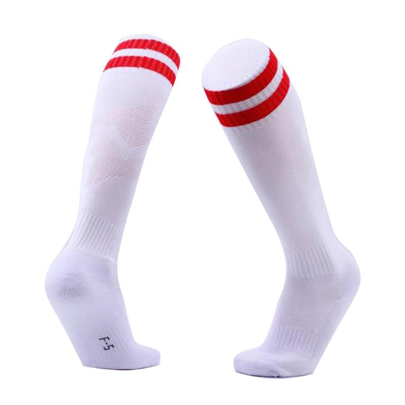 Mens Womens Sports Breathable Tube Long High Socks Knee Warm Casual Footy Soccer - White
