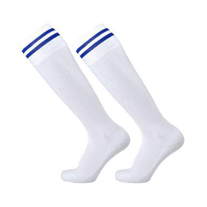 Mens Womens Sports Breathable Tube Long High Socks Knee Warm Casual Footy Soccer - White