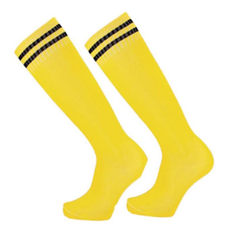 Mens Womens Sports Breathable Tube Long High Socks Knee Warm Casual Footy Soccer - White+Red