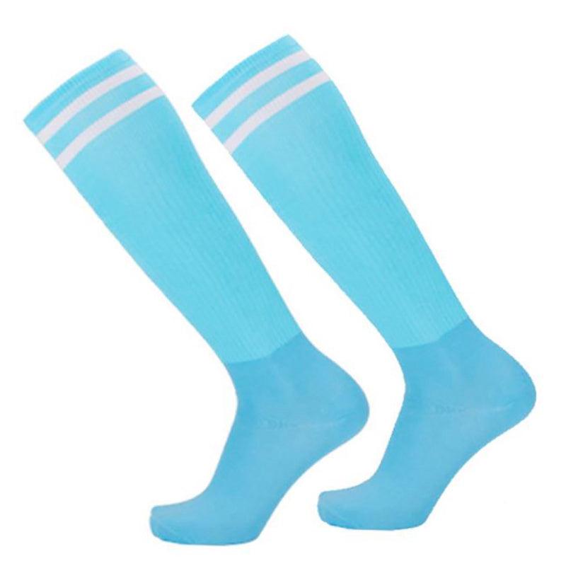 Mens Womens Sports Breathable Tube Long High Socks Knee Warm Casual Footy Soccer - White+Red