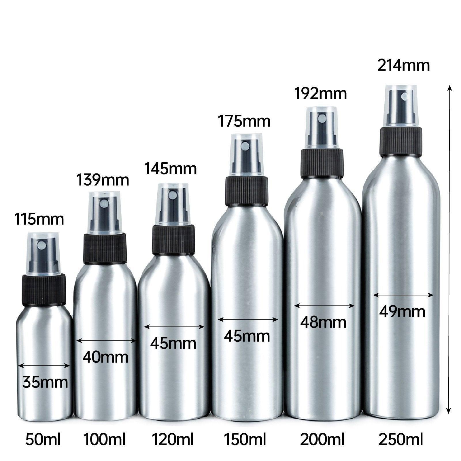 10pcs Travel Size Refillable Aluminum Spray Bottles Toner Cleaning Solution Mist - 10pcs-250ml