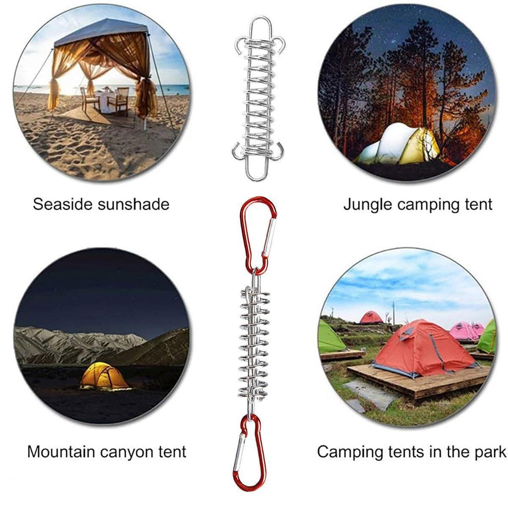 1-15PCS Outdoor Camping Tent Spring Wind Rope Buckle Fix Hook Buckles Silver Red - 5pcs
