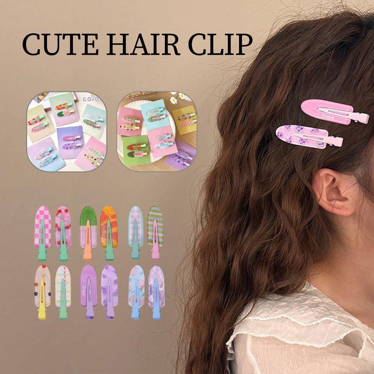 2PCS Juice Series Hair Clip Makeup Hair Accessories Colourful Hair Barrettes - Peach