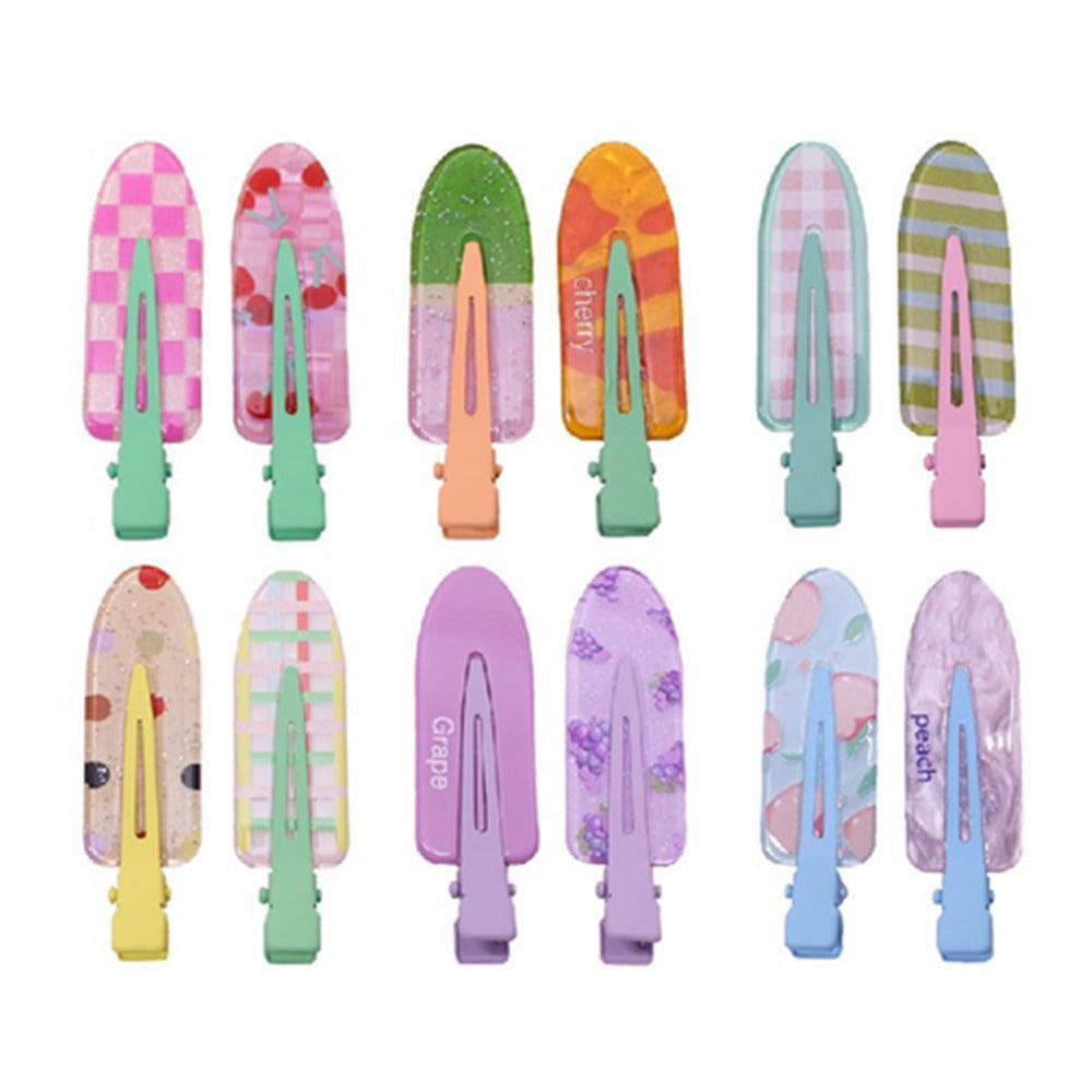 2PCS Juice Series Hair Clip Makeup Hair Accessories Colourful Hair Barrettes - Watermelon
