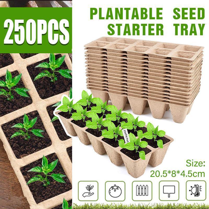 250x 10Grids Nursery Pots Biodegradable Paper Pulp Cup Garden Plant Nursery Tray