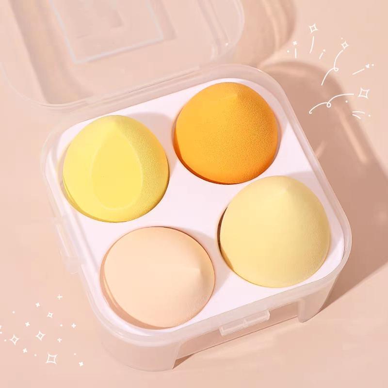 4PCS Value Makeup Foundation Blender Sponge Blending Puff Cosmetic Beauty Eggs - Yellow
