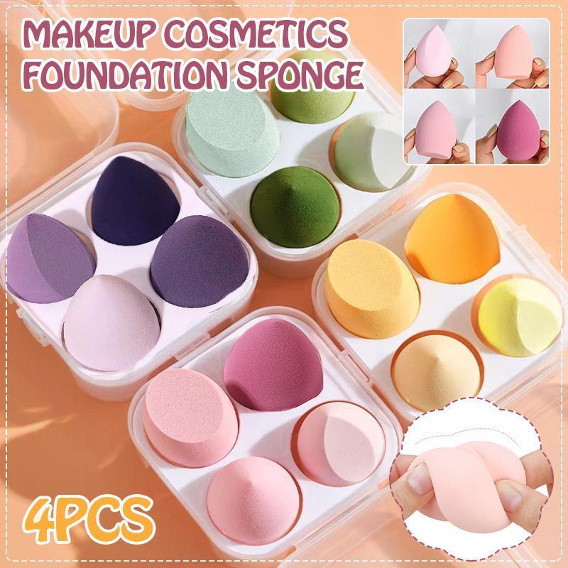 4PCS Value Makeup Foundation Blender Sponge Blending Puff Cosmetic Beauty Eggs - Pink