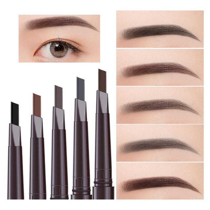 Eyebrow Pencil Dual-Ended Waterproof Retractable Slant Eye Makeup Cosmetic Tool - Brown