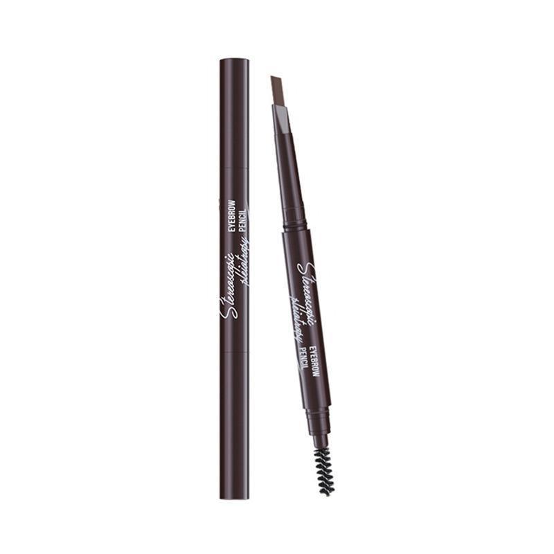 Eyebrow Pencil Dual-Ended Waterproof Retractable Slant Eye Makeup Cosmetic Tool - Brown