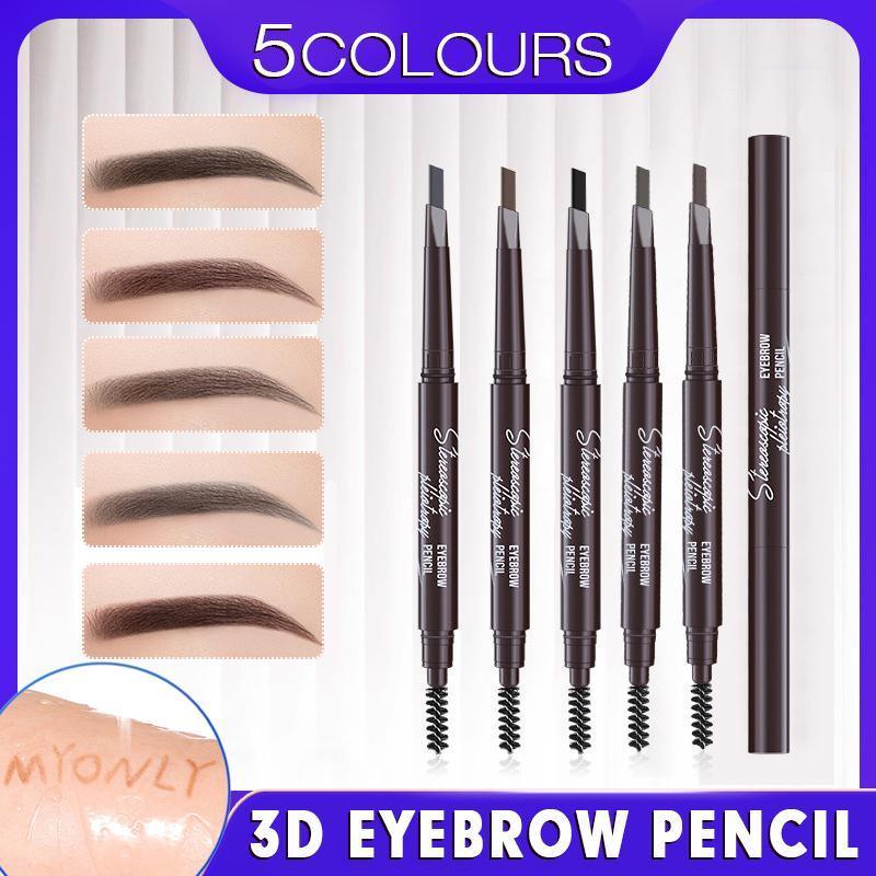 Eyebrow Pencil Dual-Ended Waterproof Retractable Slant Eye Makeup Cosmetic Tool - Dark Brown
