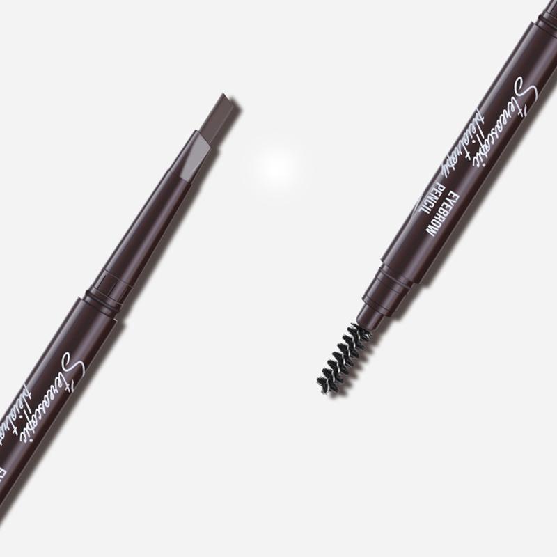 Eyebrow Pencil Dual-Ended Waterproof Retractable Slant Eye Makeup Cosmetic Tool - Dark Brown