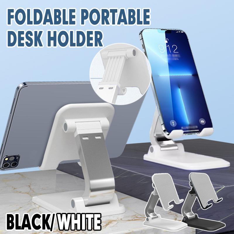 Adjustable Foldable Tablet Stand Desktop Holder Mount Mobile Phone iPad iPhone - White
