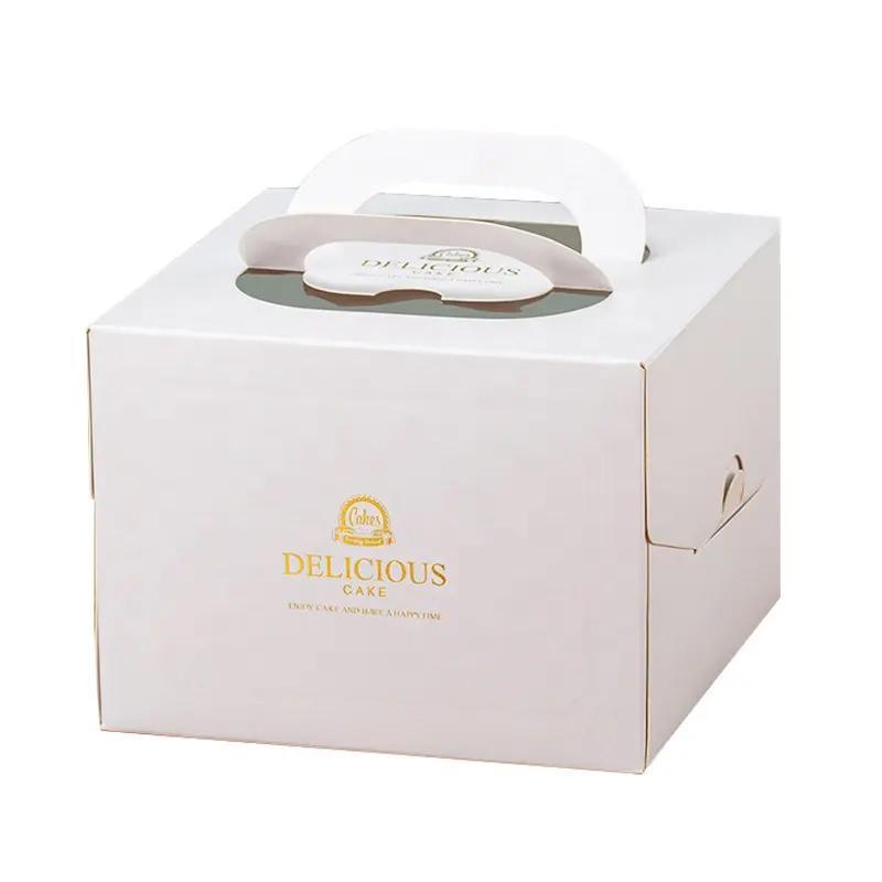 30PCS White Portable Cake Boxes Display Window Packing Case Party with Handle Birthday - 6 inch