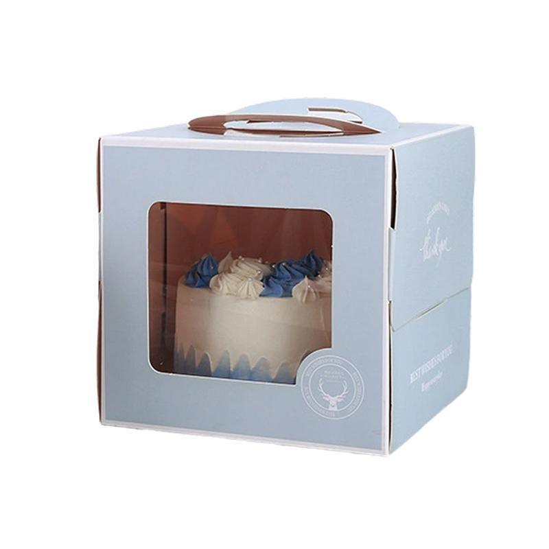 30PCS Grey Portable Cake Boxes Display Window Packing Case with Handle Birthday - 6 inch