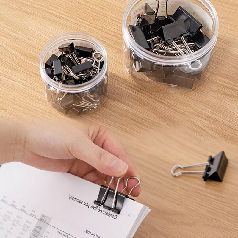 20PCS Black Bulldog Foldback Clips Document Paper Clamps Multiple Sizes - Black 19mm