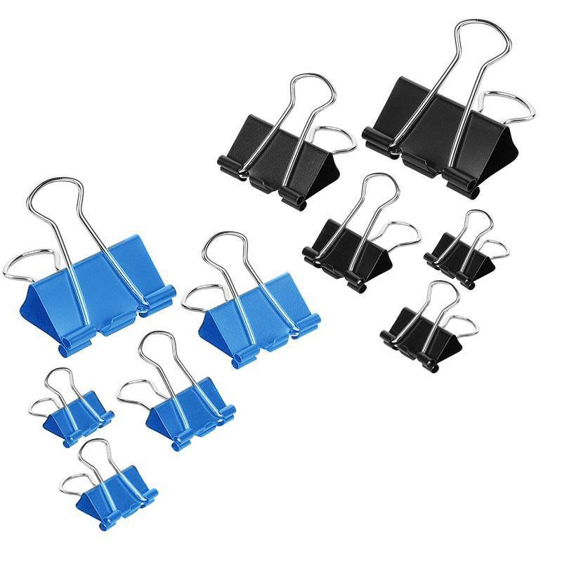 20PCS Black Bulldog Foldback Clips Document Paper Clamps Multiple Sizes - Black 41mm
