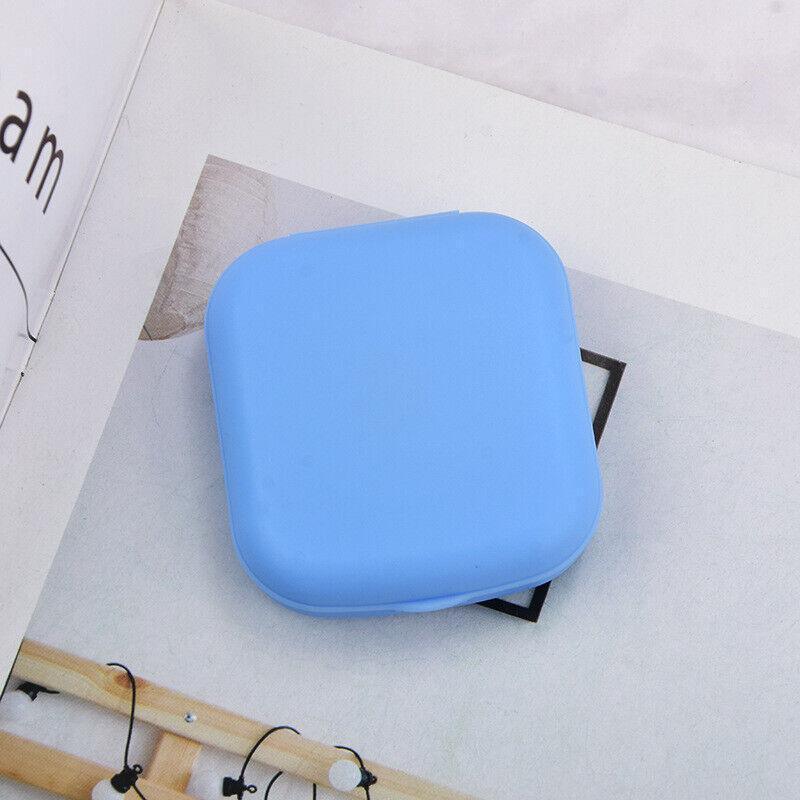 Pocket Plastic Mini Contact Lens Case Kit Outdoor Travel Holder Mirror Container - Blue