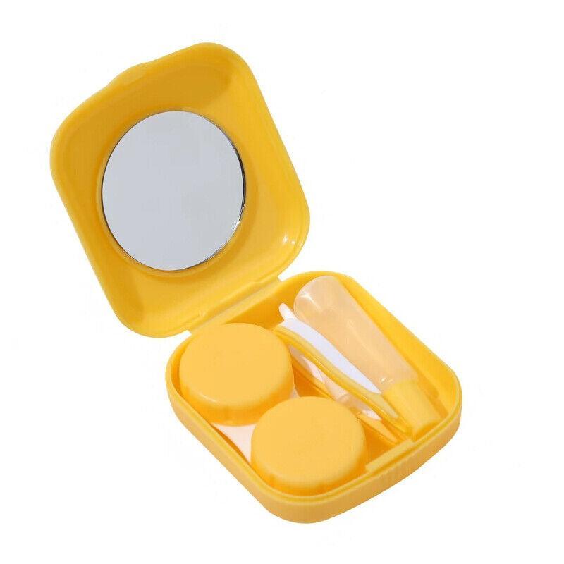 Pocket Plastic Mini Contact Lens Case Kit Outdoor Travel Holder Mirror Container - Pink