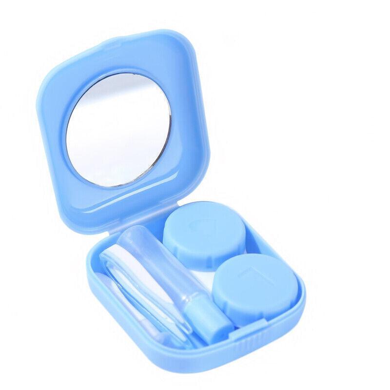 Pocket Plastic Mini Contact Lens Case Kit Outdoor Travel Holder Mirror Container - Pink