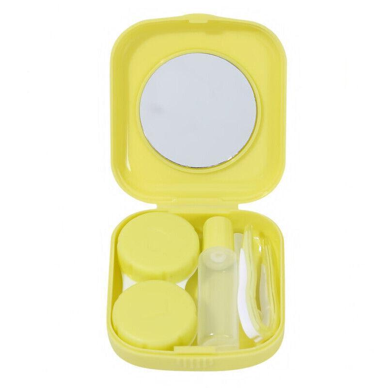 Pocket Plastic Mini Contact Lens Case Kit Outdoor Travel Holder Mirror Container - Pink