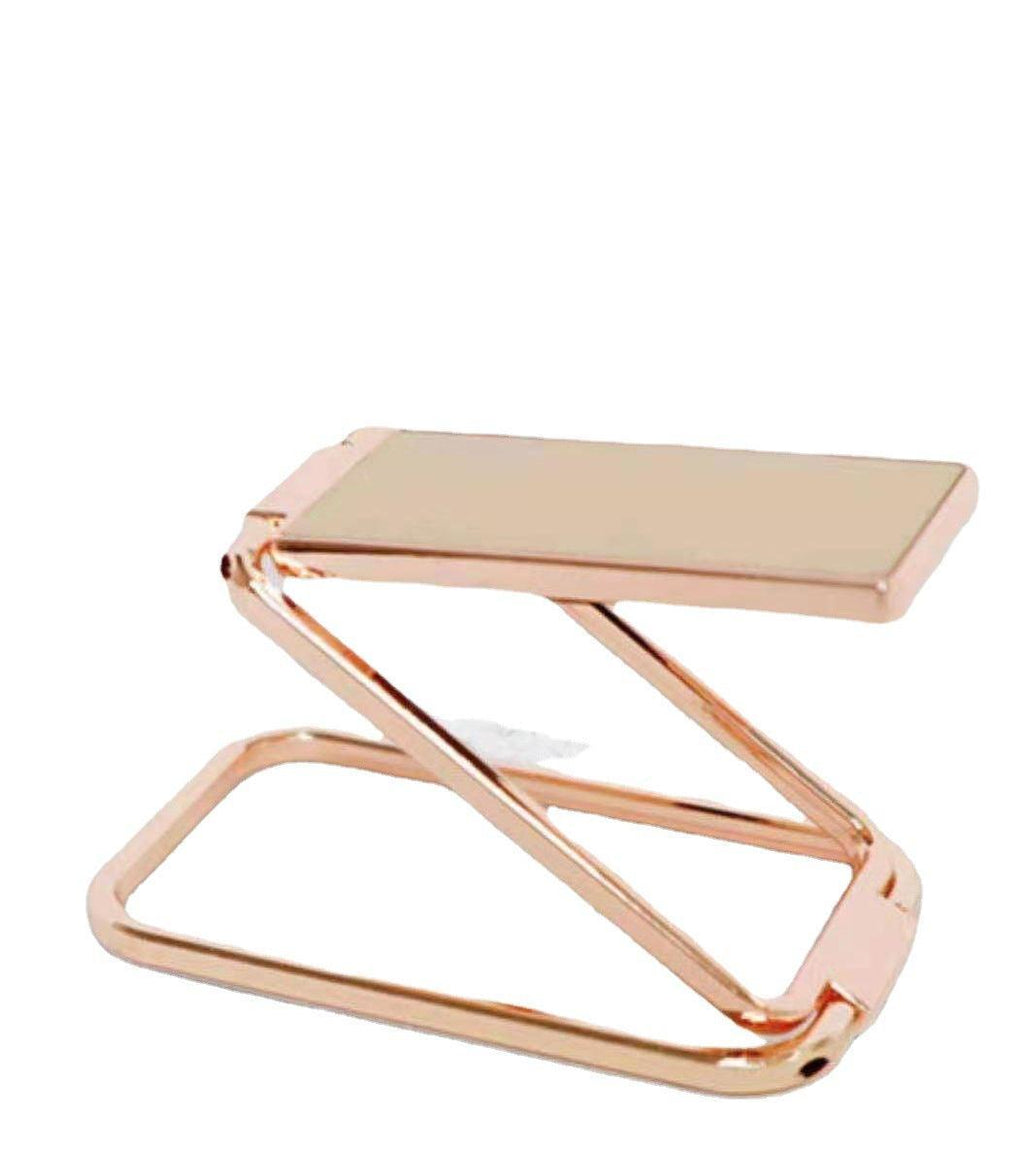 Portable Multifunctional Folding Metal Mobile Phone Holder Bracket Desktop Stand - Rose Gold