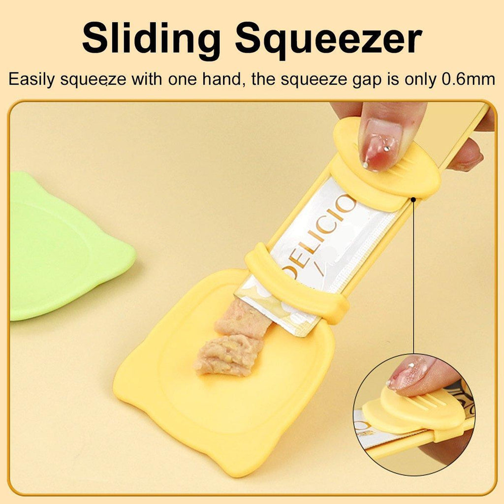 Cat Strip Scoop Squeezer Feeder Snack Spoon Easy Cat Feeding Treats - White