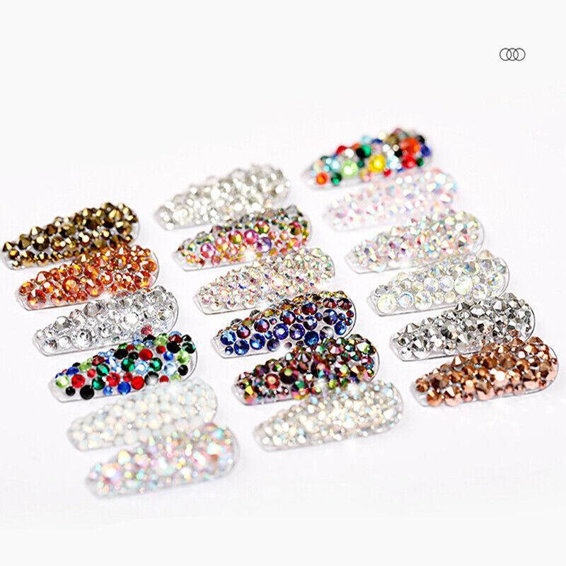 1440Pcs Glitter Rhinestones Crystal Clear Flat Bottom Glass Nail Art Nail Drill - Aurora
