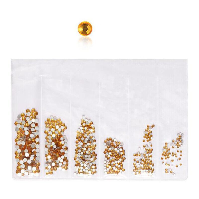 1440Pcs Glitter Rhinestones Crystal Clear Flat Bottom Glass Nail Art Nail Drill - Black
