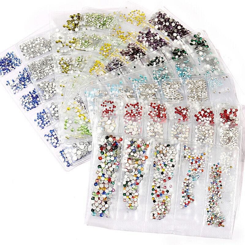 1440Pcs Glitter Rhinestones Crystal Clear Flat Bottom Glass Nail Art Nail Drill - Dark Green