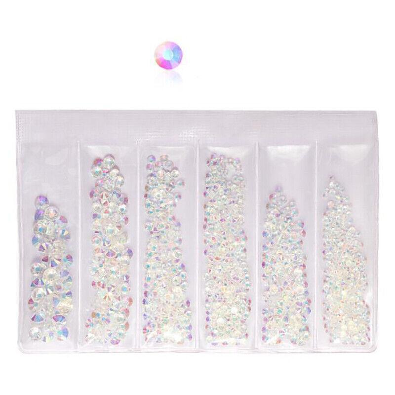 1440Pcs Glitter Rhinestones Crystal Clear Flat Bottom Glass Nail Art Nail Drill - Dark Green