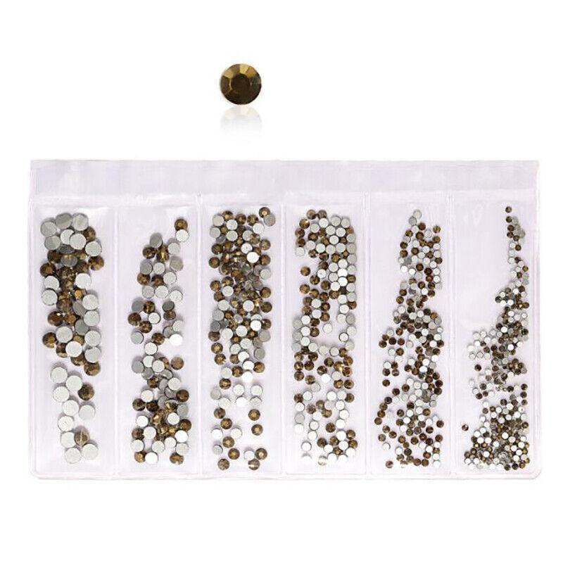 1440Pcs Glitter Rhinestones Crystal Clear Flat Bottom Glass Nail Art Nail Drill - Olive