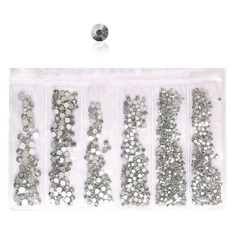 1440Pcs Glitter Rhinestones Crystal Clear Flat Bottom Glass Nail Art Nail Drill - Olive