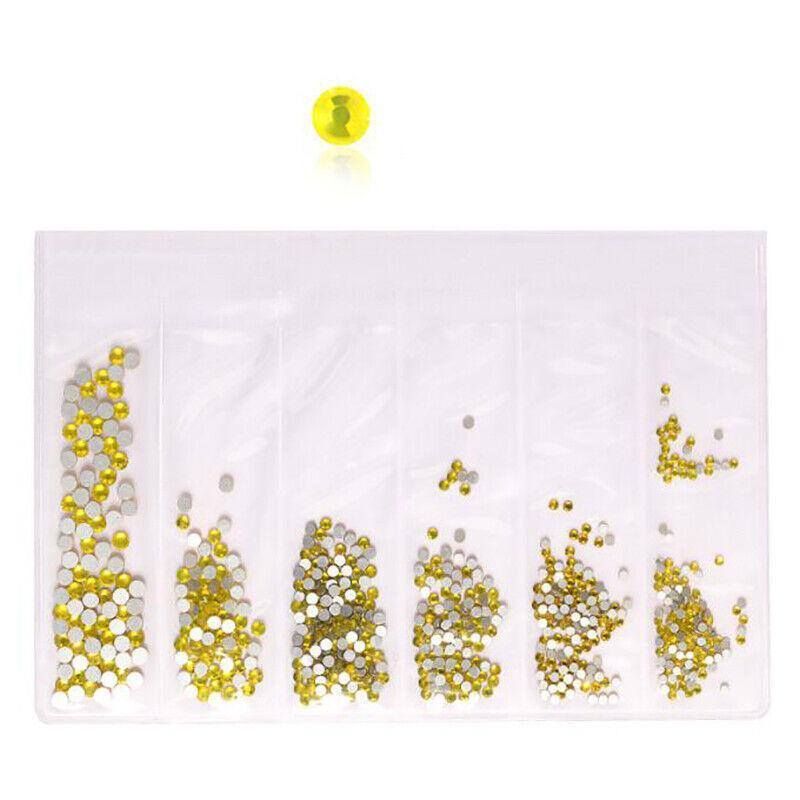 1440Pcs Glitter Rhinestones Crystal Clear Flat Bottom Glass Nail Art Nail Drill - Olive