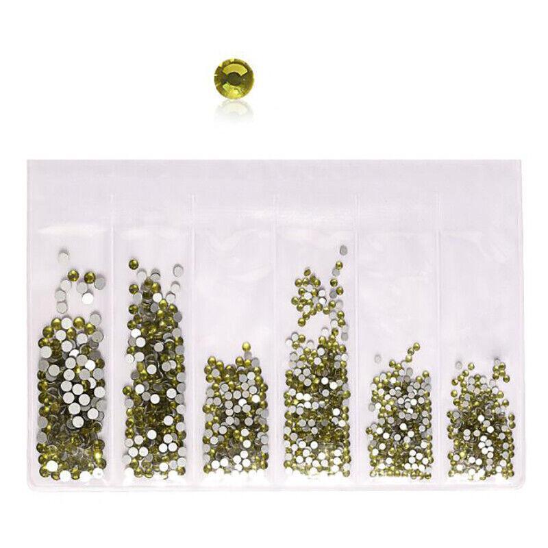 1440Pcs Glitter Rhinestones Crystal Clear Flat Bottom Glass Nail Art Nail Drill - Olive